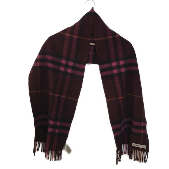 Auth Burberry Dark Brown Pink Multi Cashmere Scarf - Picture 1 of 6